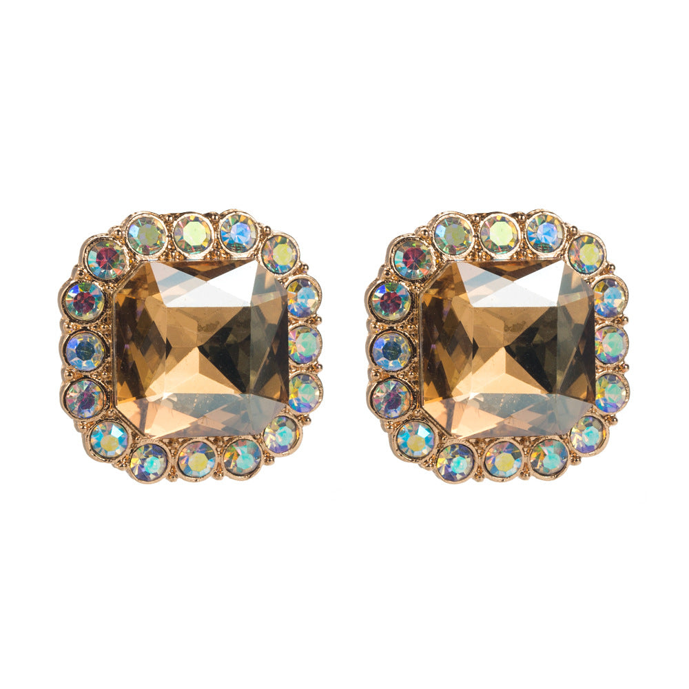 Wholesale Women's square diamond crystal earrings